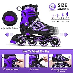 DIKASHI Black/Blue/Red Adjustable Inline Skates