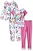 My Little Pony Little Girls' 4-Piece Cotton Pajama Set, Rainbow Splash, 8