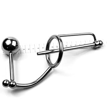 SEE-X® Analplug Hodenring mit langem Zwangsdilator inkl. Bohrung #4010, massive Edelstahl-Version