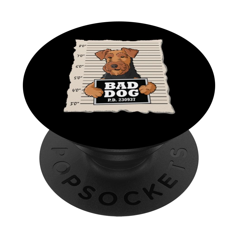 Airedale Terrier mug shot guilty dog PopSockets Swappable PopGrip