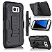 J.west Galaxy S7 Edge Case, S7 Edge Combo Shell & Holster Case Super Slim Shell Case w/Built-in Kickstand + Swivel Belt Clip Holster for S7 Edge (Black/Black)
