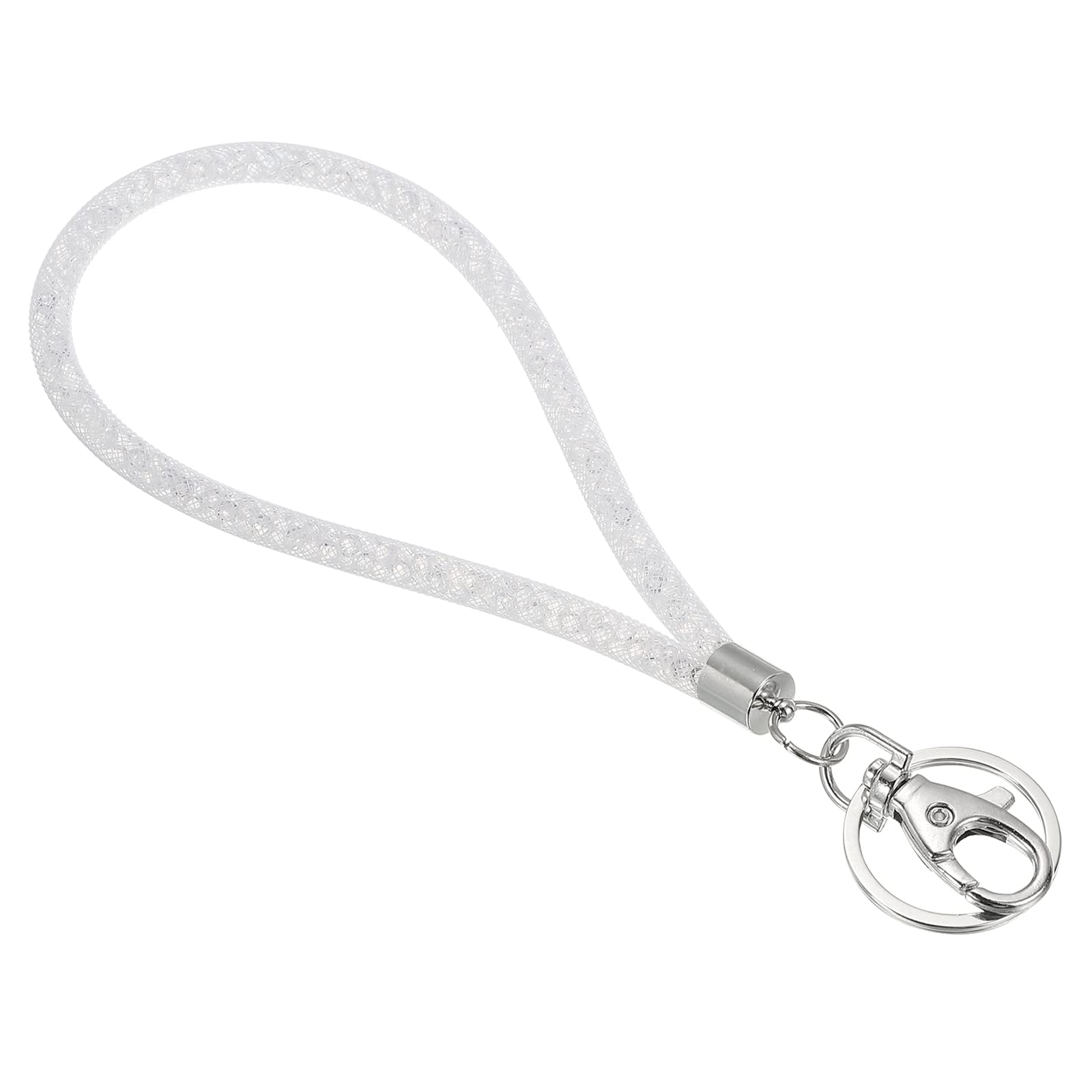 PATIKIL Wristlet Bling Keychain Lanyards, Crystal Lanyard Strap Wrist Keychain with Metal Clasp for ID Badge Holder Keys, White