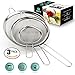 Fine Mesh Stainless Steel Strainer Set: 3 Food Strainers with Handles for Kitchen, Tea, Rice, Juice, and Other Uses plus Cheesecloth Bag