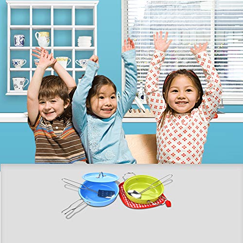 Pretend Play Kitchen Playset - 6 Pcs/Set Kids Pretend Toys Kitchen Toys [No Sharp Edges] Stainless Steel Cookware Toy Setteel Cookware Toy Set (US STOCK) - Thumbnail 2
