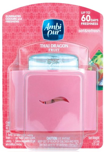 Ambi Pur Air Freshener Set & Refresh Thai Dragon Fruit 5.5ml-each, 3 Count