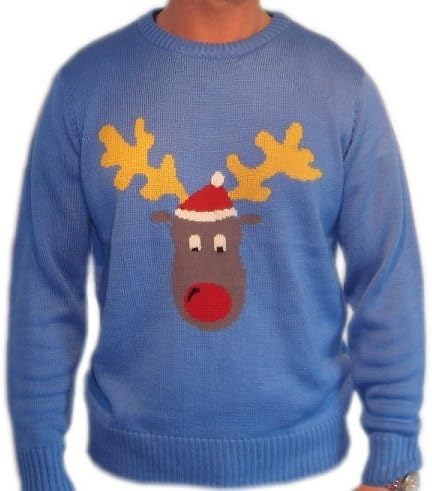 Ugly Christmas Sweater Reggie Reindeer Blue