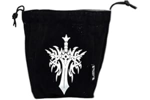 EASY ROLLER DICE CO. Reversible Large Microfiber Dice Bag – Self Standing and Holds Over 250 Polyhedral Dice with Drawstring Tie – Multiple Designs Available (Sword)