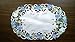 Place Mat or Doily Embroidered with Bright Blue Victorian Roses on Ivory Fabric, Size 11 x 17 inches