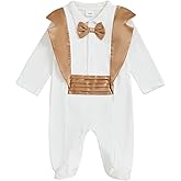 mlpeerw Newborn Baby Boy Clothes Gentleman Tuxedo Footie Romper Jumpsuit With Bowtie Fake Two Piece Photography Outfits