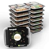 Homgeek 15-Pack Meal Prep Containers 3 compartment BPA-FREE Food Storage Stackable Reusable Microwave Dishwasher & Freezer Safe Bento Lunch Boxes With Airtight Leads for Portion Control