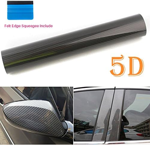 Carbon Fiber Vinyl Wrap 5D High Gloss Bubble Free Air Release Small Texture Sheet Roll Film by PEATOP (60" x 60" / 5FT x 5FT)