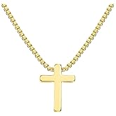 Alggkss Women’s Gold Plated Small Cross Pendant Necklace - Minimalist Charm Jewelry for Daily Wear