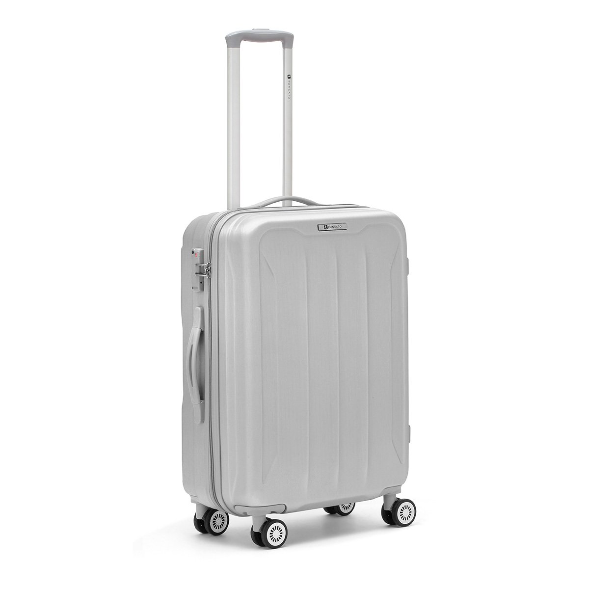 R Roncato Trolley Rigido Medio Valigia Serie Flight in ABS, 66 cm, Colore Argento