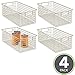 mDesign Farmhouse Decor Metal Wire Food Organizer Storage Bin Baskets with Handles for Kitchen Cabinets, Pantry, Bathroom, Laundry Room, Closets, Garage - 16 x 9 x 6 in. - 4 Pack - Satin