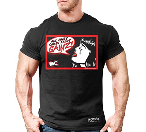 Monsta Clothing Co. Men's Bodybuilding (He Only Cares About Gainz) Gym T-Shirt
