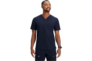 Fabletics Men's Helix 1-Pocket Scrub Top - MotionTech, Wrinkle-Resist, Chest Pocket, Anti-Shrink, Semi-Slim Fit