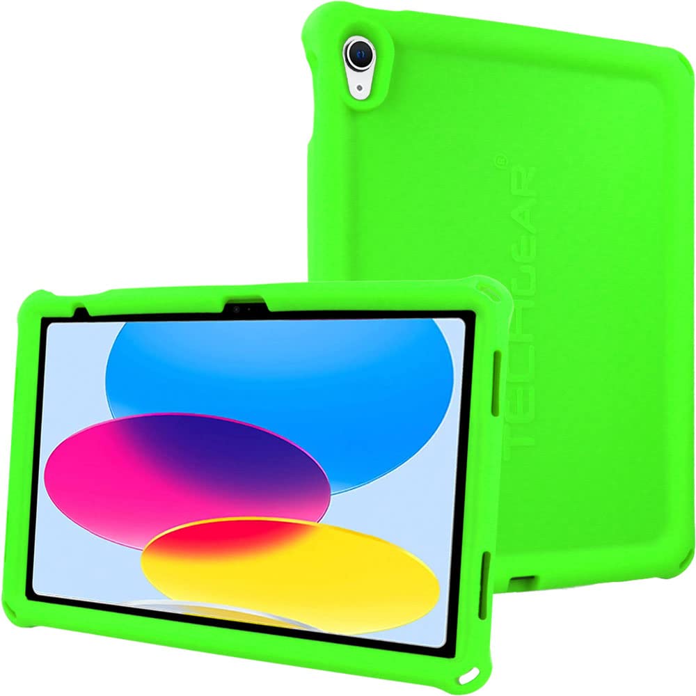 TECHGEAR Bumper Case for iPad 11" A16 (11th Gen 2025) & 10.9" (10th Gen 2022) – Rugged Kids Drop-Proof Silicone Cover w/Easy Grip, Anti-Slip Corners, Screen Film, Shockproof School-Friendly Design