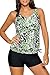 Aleumdr Womens Dewdrop Printed Blouson Side Ties Padded Wire Free Tankini Top Swimsuits with Swim Shorts Large Size Green