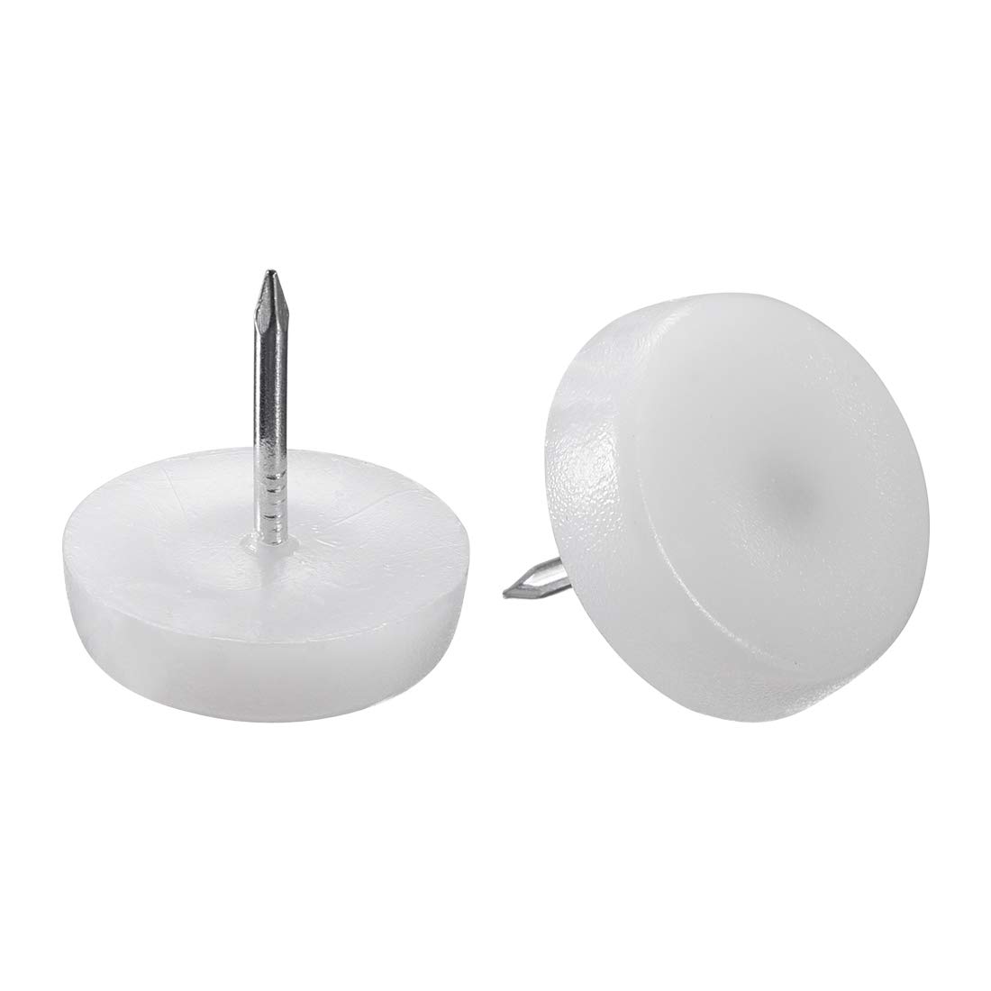 sourcing map Furniture Feet Nail Plastic Glide Nails Chair Table Leg Protector Pads 20mm Dia White 60pcs