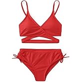 MIENOE Teen Girls Two-Piece Bikini Swimsuits | Removable Chest Pad Nylon Swimwear Kids Size 6-17 Years