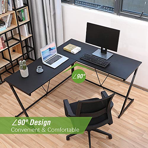 Bonzy Home LShaped Desk 57" Computer Corner Desk Gaming Desk PC Table
