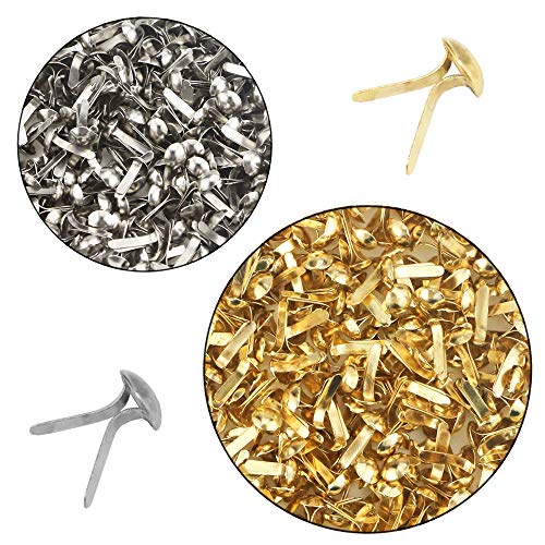 Yexpress 600 Pieces 4.5 x 8mm Gold & Silver Mini Brads Round Paper Fasteners Brass Pastel Metal Brads for Scrapbooking Crafts DIY Paper