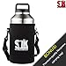 64 oz stainless steel water bottle, beer growler, thermos, double wall vacuum insulated with bonus carrying sleeve & a cleaning brush, SASQUATCH by SLK