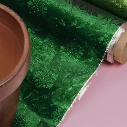 Premium Floral Foil Wrapping Paper - 20 Inches By 10 Yards (Hunter Green)