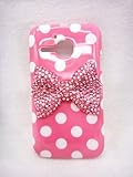 3D Sparkle Bow Cute Lovely Bling Special Party Classic Dot Pattern Case Cover For Alcatel One Touch Evolve T-Mobile 5020T / Metro PCS 5020 (Pink Bow)
