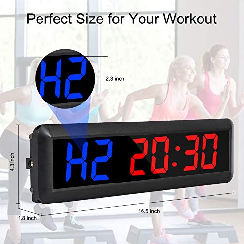 N/ A Jhering Interval Gym Timer Stopwatch 2.3 "Led Programmeerbare Tabata EMOM MMA Count Omhoog/omlaag Klok (Blauw/Rood) - Image 3