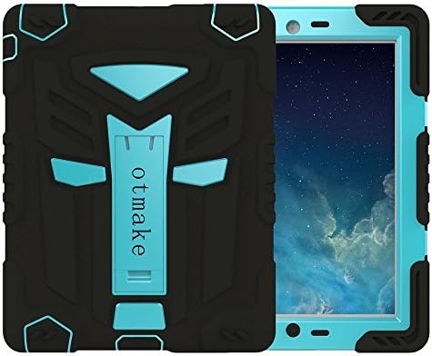 Otmake Full-Body Multi-layered Rugged Protective Case with 360°Stand, Made by Soft Silicone, for Kids Protects against Rain, Dust, Sand, Shock, Fall for iPad Black and Blue - 2/3/4