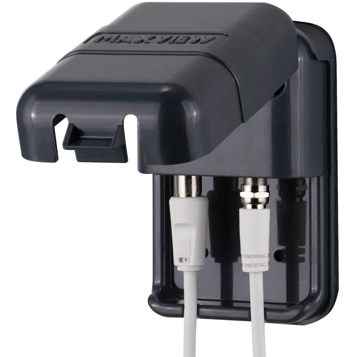 Maxview B2008/A Twin Weatherproof Socket with F and Coaxial Connector - Anthracite