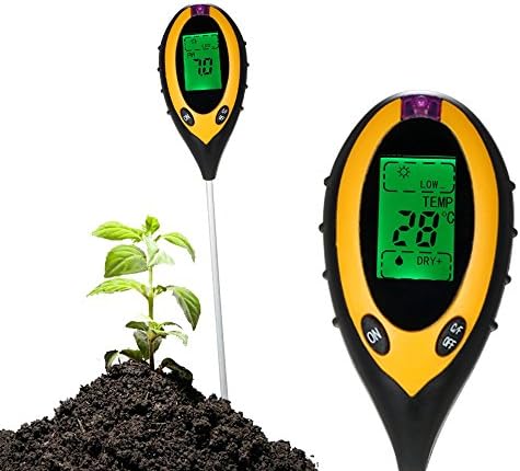 PH Soil Meter, HooGels 4 in 1 Soil Tester Kit Moisture Soil Meter with Light, Sunlight Intensity PH Tester Moisture Meter Gardening Tools for Plant, Lawn, Farm, Indoor / Outdoors