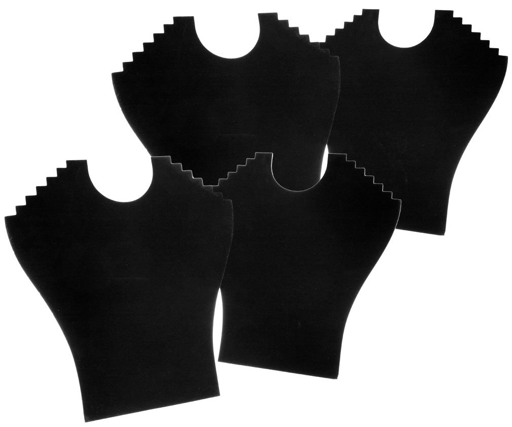 4 PIECES BLACK FLOCKED CHAIN JEWELRY NECKLACE SHOP DISPLAY HOLDER STAND BOARD