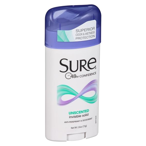 SURE, ANTIPERSPIRANT DEODORANT, SOLID, UNSCENTED, 2.6 OUNCE (PACK OF 6)