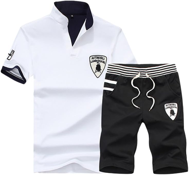 Men's Casual Tracksuit T-Shirts and Shorts Running Jogging Athletic Sports Suit Set