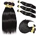 Brazilian Straight Virgin Human Hair 3 Bundles With Closure 100% Unprocessed Straight Human Hair Weave Extensions With 4X4 Free Part Lace Closure(22 24 26 with 20)