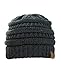 NYFASHION101 Unisex Multicolor Warm Cable Knit Thick Slouch Beanie Cap, Black/Charcoal Gray
