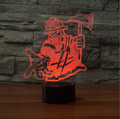 3D Night Lights Valentine's Day USB Acrylic 7 Colors Changing 3D Visual Firefighter Table Lamp Led Fireman Bedroom Decor Bedside Night Light Light Fixture Gifts