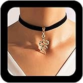Iaceble Punk Velvet Snake Choker Necklace Silver Snake Pendant Clavicle Necklace Gothic Velvet Collar Necklace Short Black Ribbon Necklace Jewelry for Women and Girls
