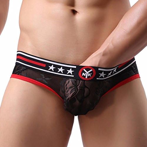 SicongHT Men's Underwear Briefs, Sexy Mens Hollow Breathe Underwear Briefs Bulge Pouch Shorts Lace Underpants