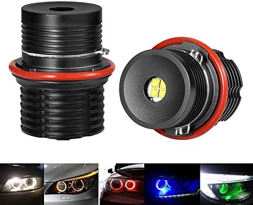 AnyCar E39 Angel Eyes Led Projector Lights Bulb Multi Color High Power CREE Eye Angel Headlights for BMW (40W, Green)