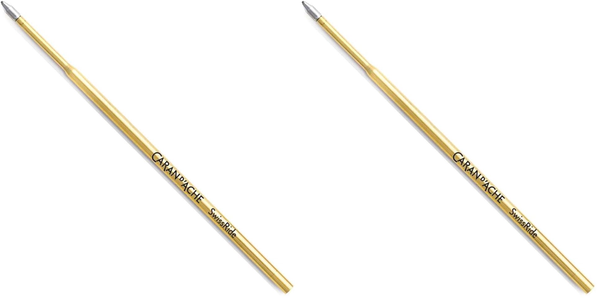 Caran d'Ache d´Ache Swissride 8522.000 Refill for Ballpoint Pen 888 Gold, Writing Colour: Blue, Line Width: Medium, 12 cm (Pack of 2)
