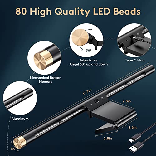 Monitor Light Bar with RGB Backlight, Flat/Curved Screen Bar Reduce Eye