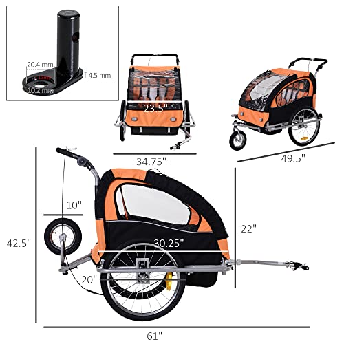 Aosom Elite 360 Swivel Bike Trailer for Kids Double Child TwoWheel