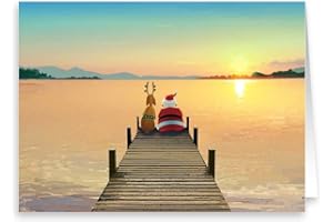 Stonehouse Collection | Dock Sunset Christmas Card | 18 Boxed Holiday Cards and Envelopes | USA Made | Boating, Beach, Nautical
