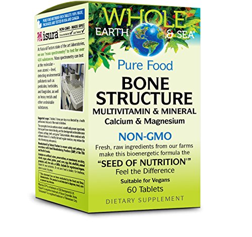 Whole Earth & Sea - Bone Structure Multivitamin & Mineral, Plant-Based Support for Strong, Healthy Bones with Plant Sourced Calcium, Magnesium, and Vitamin D, Vegan, Gluten Free, 60 Tablets