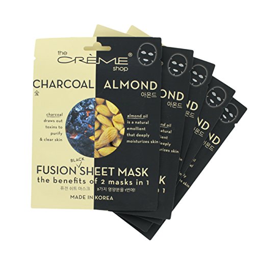 The Crème Shop - Charcoal & Almond Black Sheet Mask (5 Mask Pack)