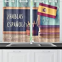 XINGCHENSS Spanish City Travel Romantic Bullfighting Kitchen Curtains Window Curtain Tiers for Café, Bath, Laundry, Living Room Bedroom 26 X 39 Inch 2 Pieces