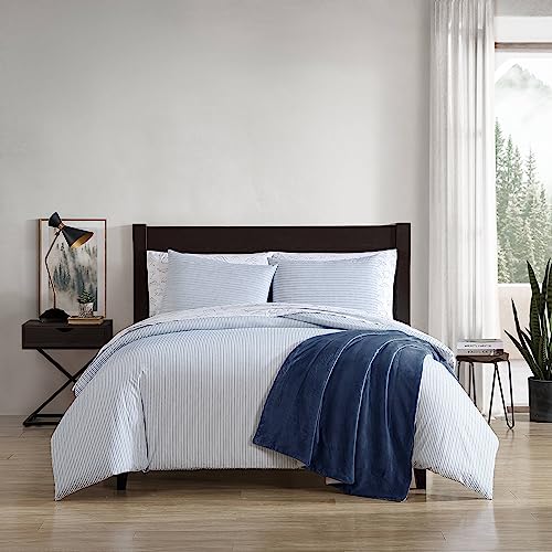Eddie Bauer- Twin Duvet Cover Set, Cotton Bedding Set with Matching Sham(s), Casual Home D cor (Ticking Stripe Navy, Twin)